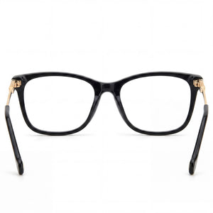 Carolina Herrera Modern Rectangle Eyeglasses Women — side view, Black Acetate temples