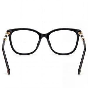 Carolina Herrera Modern Rectangle Eyeglasses Unisex — side view, Black Acetate temples