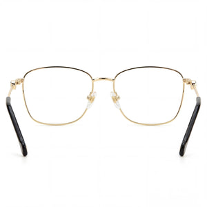 Carolina Herrera Modern Square Eyeglasses Women — side view, Gold Black Alloy Steel temples