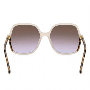 Carolina Herrera Modern Butterfly Sunglasses Women — side view, Non-Polarized Brown Violet Doubleshade lens