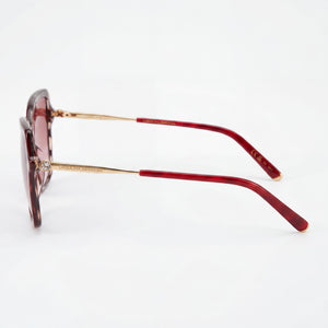 Carolina Herrera Seasonal Square Sunglasses Women — side view, Burgundy Gold lens