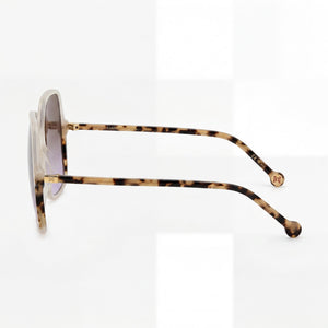 Carolina Herrera Butterfly Sunglasses Women — side view, Non-Polarized Brown Violet Doubleshade lens