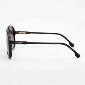 Carrera 229/S Aviator Sunglasses Unisex — side view, Non-Polarized Black Brown lens