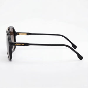 Carrera 229/S Aviator Sunglasses Unisex — side view, Non-Polarized Black Brown lens