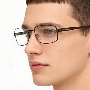 Carrera 264 Rectangle Eyeglasses Unisex — side view, Brown Metal temples