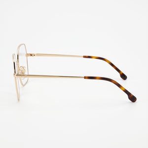 Carrera 3035 Square Eyeglasses Women — side view, Gold Ivory Stainless Steel temples