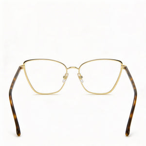 Carrera 3039 Cat Eye Eyeglasses Women — side view, Gold Metal temples