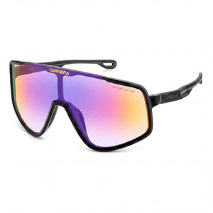 Carrera 4017/S Black Shield Sunglasses for Women, Multilayer Violet lens