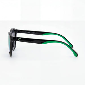 Carrera 8056/S Round Sunglasses Unisex — side view, Non-Polarized Black Green lens