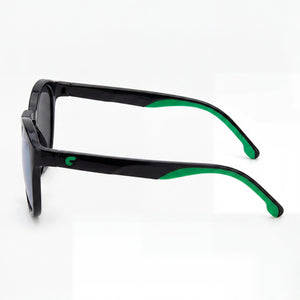Carrera 8056/S Round Sunglasses Unisex — side view, Non-Polarized Black Green lens
