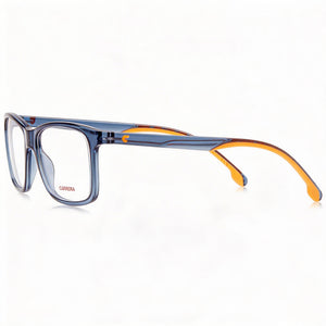 Carrera 8880 Rectangle Eyeglasses Women — side view, Blue Propionate temples