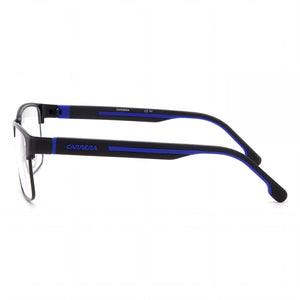 Carrera 8884 Rectangle Eyeglasses Unisex — side view, Black Blue Alloy Steel temples