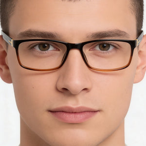 Carrera 8890 Rectangle Eyeglasses Men — side view, Black Plastic temples
