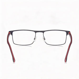 Carrera Rectangle Eyeglasses Men — side view, Black Alloy Steel temples
