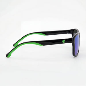 Carrera Rectangle Sunglasses Unisex — side view, Non-Polarized Green Multilayer lens