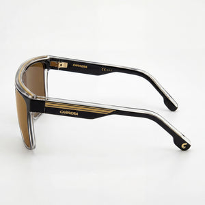Carrera Rectangle Sunglasses Men — side view, Non-Polarized Gold lens