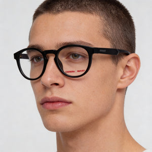 Carrera Round Eyeglasses Unisex — side view, Black temples