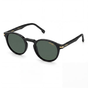 Carrera Black Round Sunglasses Unisex, Green Grey lens