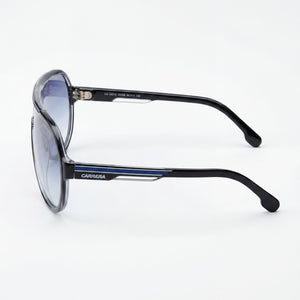 Carrera Aviator Sunglasses Men — side view, Non-Polarized Dark Blue Shaded lens