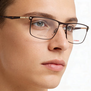 Carrera Rectangle Eyeglasses Unisex — side view, Matte Brown Alloy Steel temples