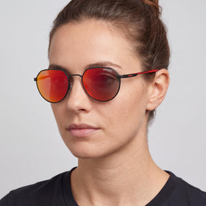 Carrera Carduc 036/S Round Sunglasses Women — side view, Non-Polarized Red Multilayer lens