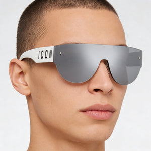 Carrera Classic Shield Sunglasses Unisex — side view, Non-Polarized White Black lens
