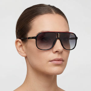 Carrera Contemporary Aviator Sunglasses Unisex — side view, Non-Polarized Black Red lens
