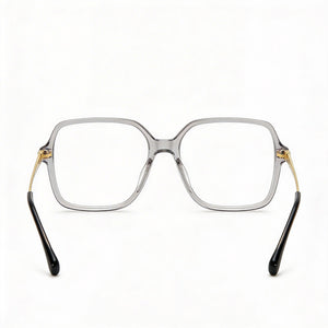 Carrera Square Eyeglasses Women — side view, Gray Acetate temples