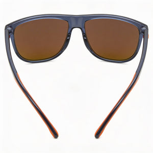 Carrera Modern Square Sunglasses Unisex — side view, Non-Polarized Blue Orange lens