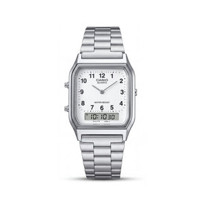 Casio AQ-230A-7B Silver Resin Men's Watch, 29.8mm