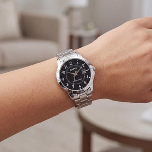 Casio LTP-V004D-1B Women's Watch — side view, Stainless Steel case 30.2mm