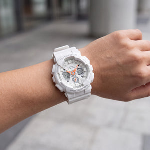 Casio S120 Women's Watch — side view, White case 49mm