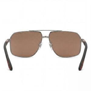Chopard Schg89 Rectangle Sunglasses Men — side view, Non-Polarized Shiny Ruthenium lens