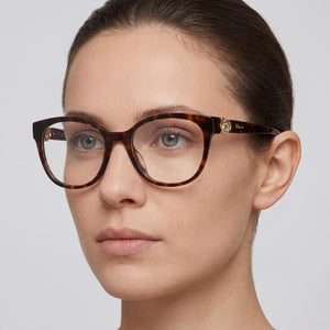 Chopard Vch356s Oval Eyeglasses Women — side view, Havana Acetate temples