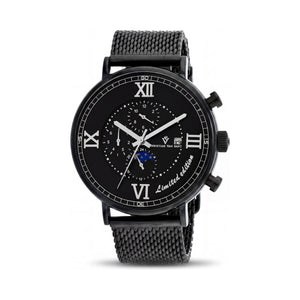 Christian Van Sant Black Dial Stainless Steel Men's Watch, 46mm