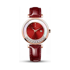 Christian Van Sant Modern Red Dial Stainless Steel Women's Watch, 40mm