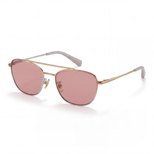 Coach Hc 7107 Gold Aviator Sunglasses Unisex, Gold Pink Mirror lens