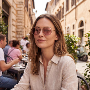 Coach Hc 7107 Gold Sunglasses Unisex — lifestyle wear, city streets and open-air cafes