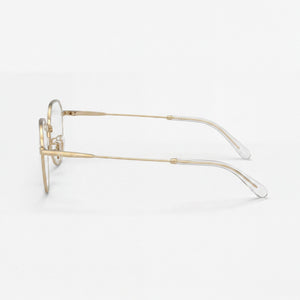 Coach Hc5188td Round Eyeglasses Women — side view, Gold Titanium temples