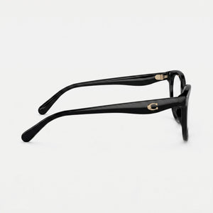 Coach Hc6232u Cat Eye Eyeglasses Women — side view, Black Plastic temples