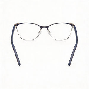 Converse CV3017 Rectangle Eyeglasses Women — side view, Blue Propionate temples