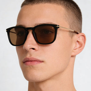 David Beckham DB 1034/S Square Sunglasses Unisex — side view, Non-Polarized Black Gold lens