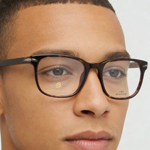 David Beckham Db 1083 Rectangle Eyeglasses Men — side view, Havana Acetate temples