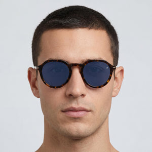 David Beckham DB 1098/S Round Sunglasses Men — side view, Havana Acetate frame
