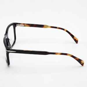 David Beckham DB 1124 Square Eyeglasses Women — side view, Havana Acetate temples