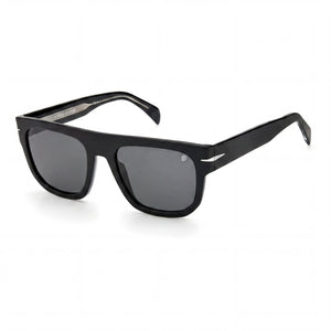 David Beckham Db 7044/S Black Rectangle Sunglasses for Men, Black lens