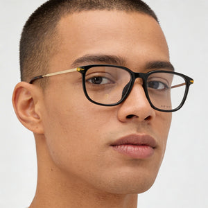 David Beckham DB 7074/F Rectangle Eyeglasses Men — side view, Black Plastic temples
