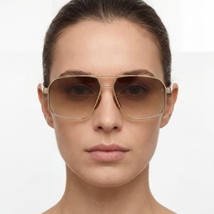 David Beckham DB 7102/S Aviator Sunglasses Women — side view, Non-Polarized Gold Crystal lens