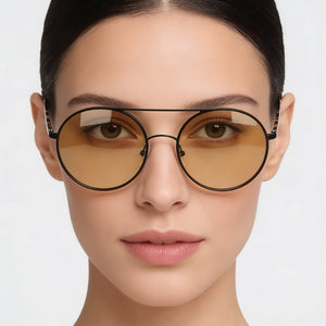 DKNY Classic Round Sunglasses for Women — interior view, Non-Polarized lens detail