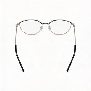 DKNY DK1027 Oval Eyeglasses Women — side view, Silver Acetate temples